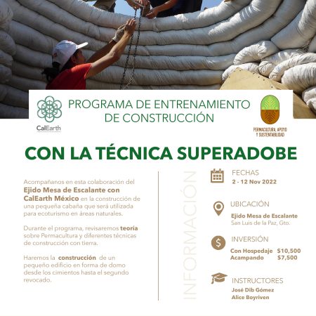 Construcción con Superadobe - Programa de Entrenamiento con CalEarth México y P.A.S.